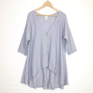 Match point gray linen Laganlook button-down tunic shirt